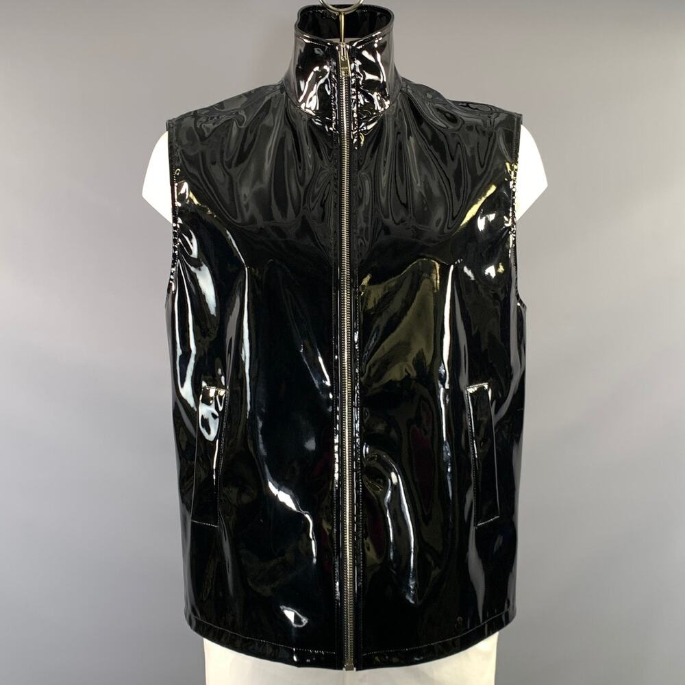 MSGM Size M Black Polyurethane Polyester Zip Up Vest